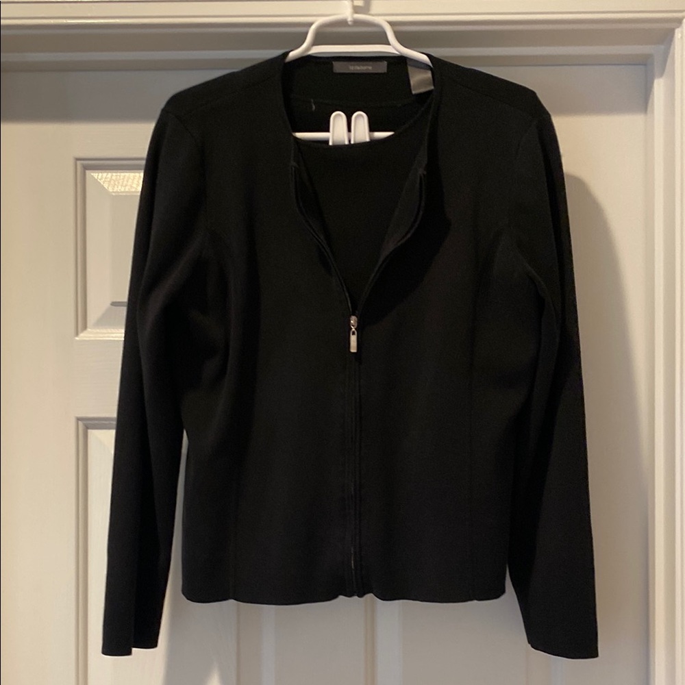 Size XL Black Women's Zip Front Sweater Set